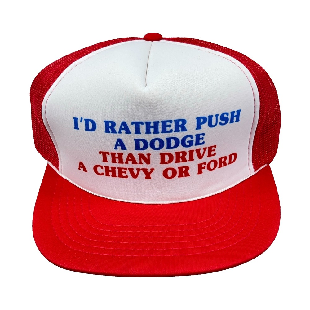 Vintage Funny Saying Trucker Hat Cap Snapback 90s Joke Comedy Dodge Trucks Red